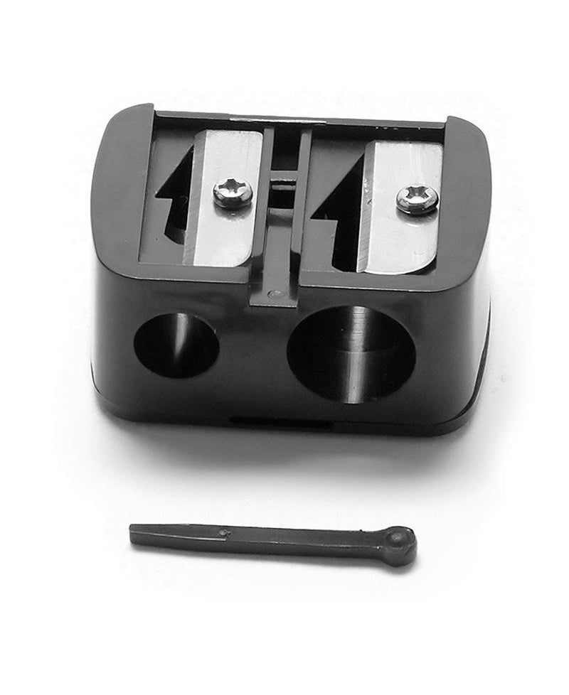 The BrowGal â€“ Eye Make-Up Pencil Sharpener with Plastic Pick - Dual Hole Design, Easy Clean, Travel-Friendly, Compact - Beauty Sharpener for Eyeliner, Lip Liner and Brow Pencils - "1.5 inches, Black - Image 1